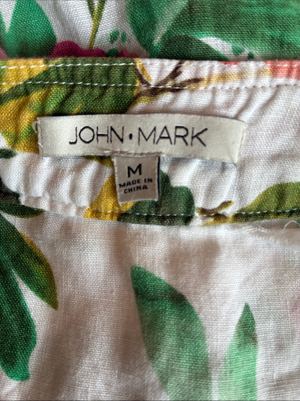 John Mark Linen Floral Tunic with Colorful Embroidered Bib Size Medium - Picture 2 of 7